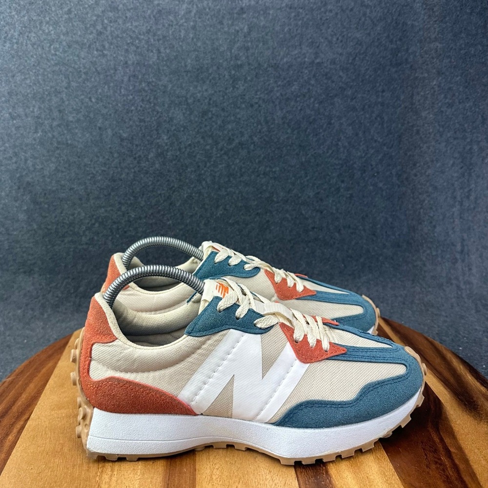 New Balance 327 Mens Sneakers Cream Teal Rust Orange Suede MS327 Size 7